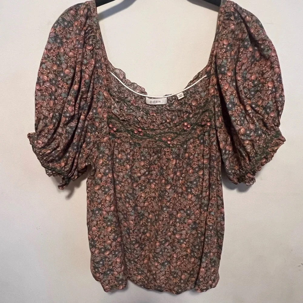 DOEN Elba Top in Yellow Laurel Canyon Rose Floral Print XL - Picture 10 of 12